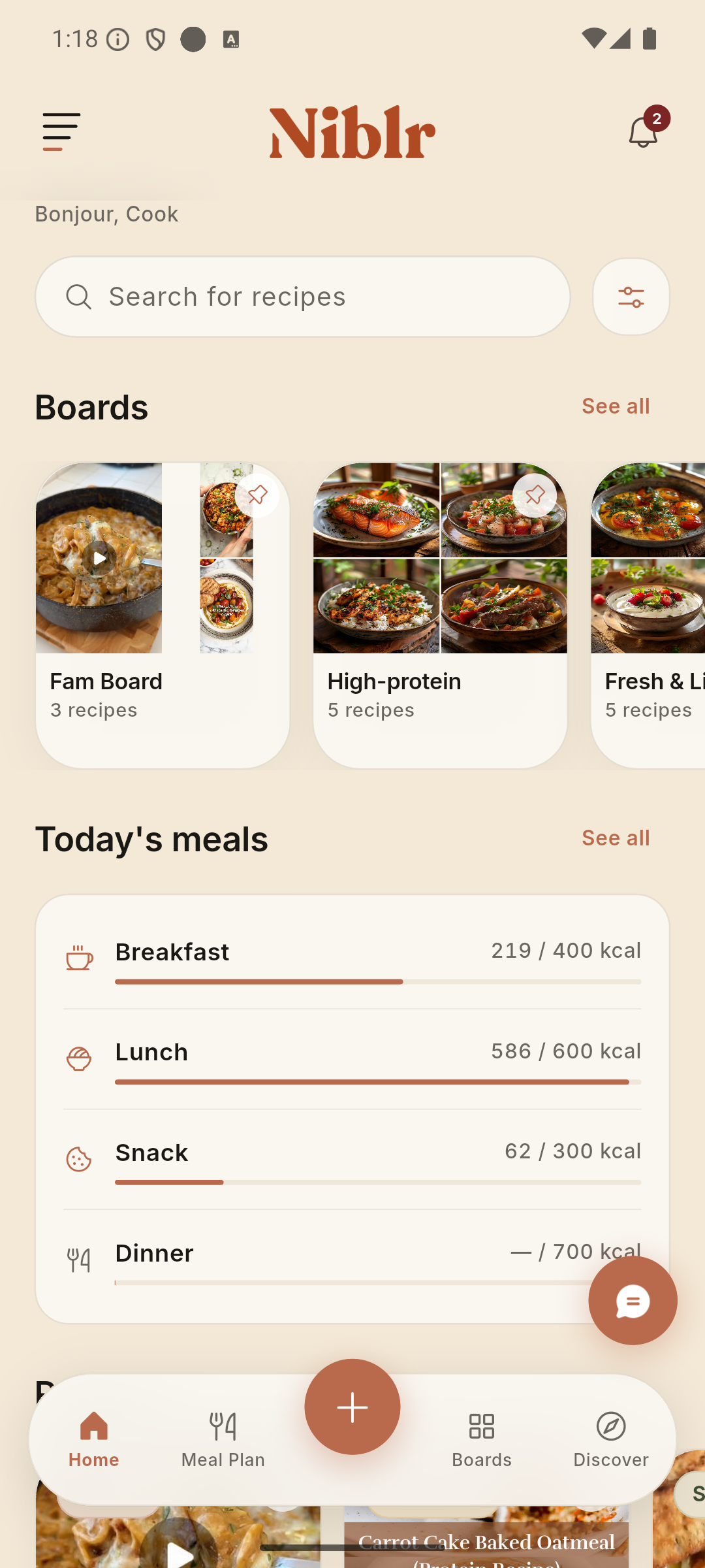 Niblr home screen